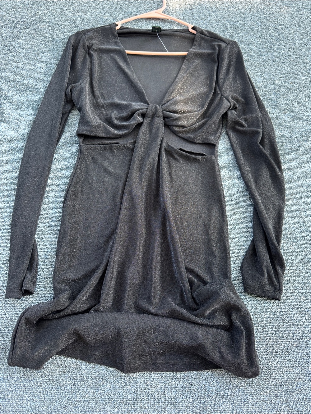 wild fable Black Long-Sleeve Knot-Front Mini Dress